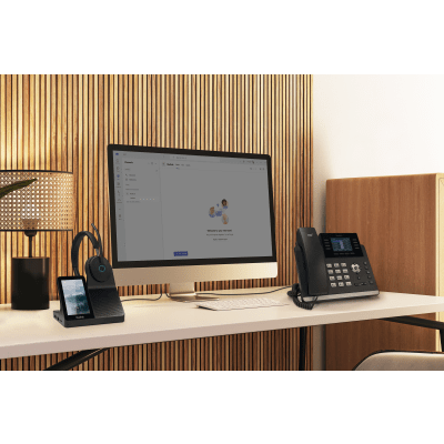 Diadema Inalámbrica WH68 con Estación de Trabajo Yealink DECT y Pantalla Táctil de 4” para Comunicación Profesional - Kompletum