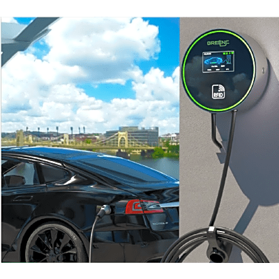 Estación de Carga para Vehículos Eléctricos / 48A 11.5kW / Voltaje 220-250V 1 Fase y 380-480V 3 Fases / Pantalla LCD 4.3 Pulgadas / Cable TPU 5 Metros / Protecciones Múltiples / Conectividad Plug and Play APP RFID / Carcasa Alu - Kompletum