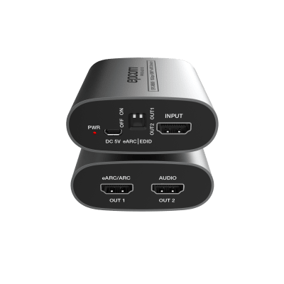 Extractor HDMI eARC | 18Gbps | HDMI 2.0b | HDCP 2.2 | Soporta 4K@60Hz 4:4:4 | Audio LPCM y Dolby/DTS | Salida HDMI, Óptica y L/R | Control RS-232 e IR - Kompletum