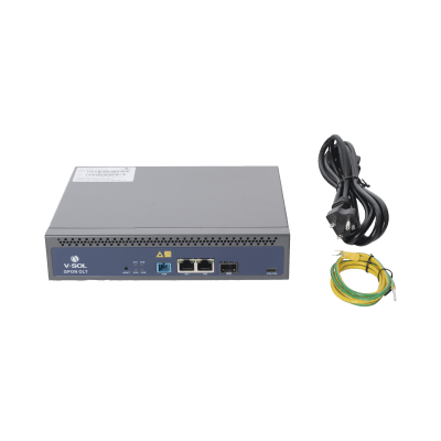 OLT de 1 puerto GPON SC/UPC + 3 puertos Uplink (2 puertos Gigabit Ethernet + 1 puerto SFP/SFP+), Fuente de alimentación redundante AC/DC , hasta 128 ONUS - Kompletum