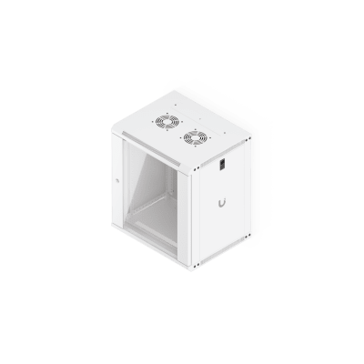 UACC Rack Cabinet 12U (550 x 450 mm) - Gabinete Cerrado para Montaje en Pared con Puerta de Vidrio Templado, Totalmente Ensamblado con Ventiladores Integrados y Paneles Removibles - Kompletum