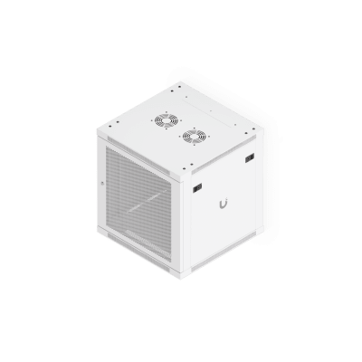 UACC Rack Cabinet 12U (598 x 600 mm) - Gabinete Cerrado para Montaje en Pared con Puerta Frontal Perforada, Totalmente Ensamblado con Ventiladores Integrados y Paneles Removibles - Kompletum