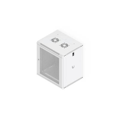 UACC Rack Cabinet 12U (550x 450 mm) - Gabinete Cerrado para Montaje en Pared con Puerta Frontal Perforada, Totalmente Ensamblado con Ventiladores Integrados y Paneles Removibles - Kompletum