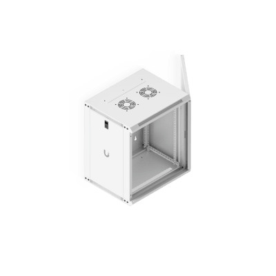 UACC Rack Cabinet 12U (550x 450 mm) - Gabinete Cerrado para Montaje en Pared con Puerta Frontal Perforada, Totalmente Ensamblado con Ventiladores Integrados y Paneles Removibles - Kompletum