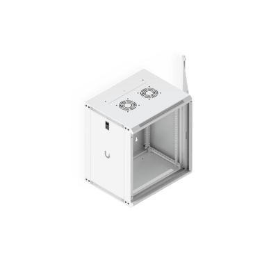 UACC Rack Cabinet 12U (550 x 450 mm) - Gabinete Cerrado para Montaje en Pared con Puerta de Vidrio Templado, Totalmente Ensamblado con Ventiladores Integrados y Paneles Removibles - Kompletum