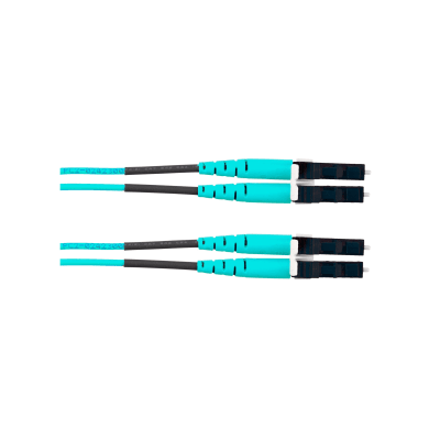 Jumper de Fibra Óptica Multimodo 50/125 OM4, LC-LC Duplex, OFNR (Riser), Color Aqua, 12 Metros - Kompletum