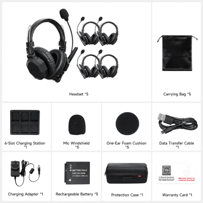 Diadema de Comunicación Inalámbrica Binaural / Cancelación de ruido IA / Comunicación Distancia 500m / Bluetooth / Batería 1050mAh / Resistente a la Lluvia - Kompletum