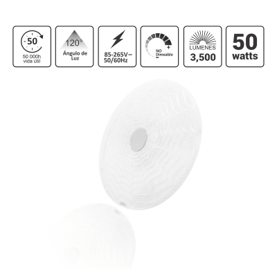 Lámpara de Techo LED / 40W / 3000 Lúmenes / 3 Temperaturas de Color (2700K-6500K) / IP20 Interior / Vida Útil 50,000 Horas / Material Aluminio y PC / Base Sobreponer - Kompletum