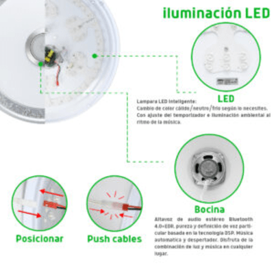 Luminario LED de 40W / 3000 Lúmenes / Ø 490mm x 66mm / Voltaje 85-265V / Temperatura Fría 6500K / Conexión Bluetooth / App iLink. - Kompletum