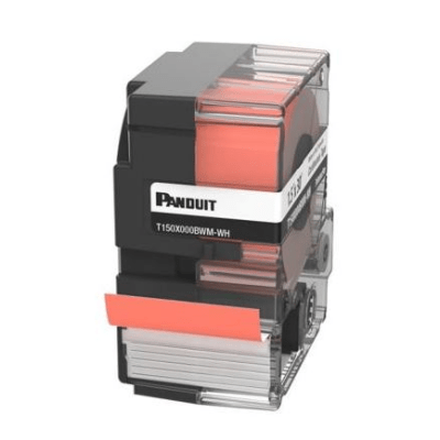 Casete de Etiquetas de Vinilo de Cinta Continua, Color Negro Sobre Rojo, Uso Interior/Exterior, 35.8 mm de Ancho x 9 Metros de Largo - Kompletum