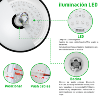 Luminario LED JLAR-3003 / 30W / 2400 Lúmenes / Bluetooth Control App / Voltaje 85-265V / Temperatura 6500K Fría / Garantía 3 Años - Kompletum