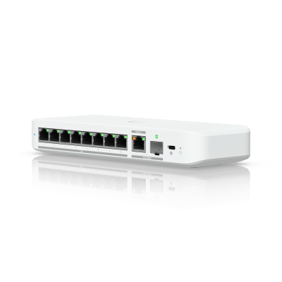 USW Flex 2.5G Switch de 8 Puertos 2.5GbE, con un Puerto de Enlace Ascendente Combinado RJ45/SFP+ de 10 GbE, Incluye Adaptador ca/cc - Kompletum