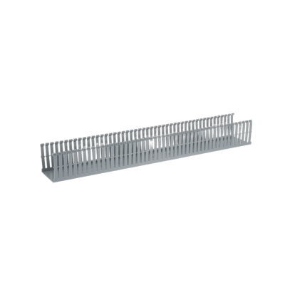 Canaleta Ranurada de PVC con Tapa, Tipo F, 82.6 mm de Ancho, 79.2 mm de Alto y 2 m de Largo, Color Gris - Kompletum