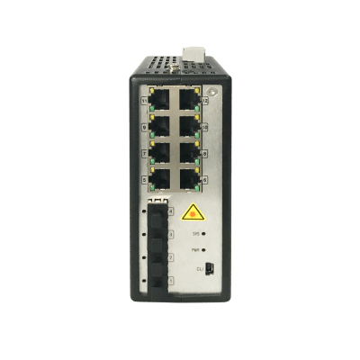 Switch Gigabit PoE+ / Industrial / Administrable / 8 Puertos Gigabit PoE+ (30 W) / 4 Puertos SFP / 250 W Total / 48 a 57 VCD / Ideal para Proyectos - Kompletum