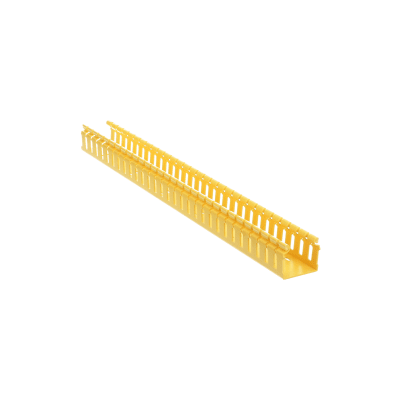 Canaleta Ranurada de PVC sin Tapa, Tipo H (Tapa Abisagrada), 2 in de Ancho, 2 in de Alto y 3048 mm de Largo, Color Amarillo - Kompletum