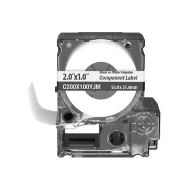 Casete de 140 Etiquetas Adhesivas, Para Identificación de Marcadores de Cable, Rack o Gabinetes, 50.8 x  25.4 mm, Color Blanco - Kompletum