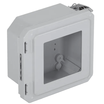 Caja Impermeable De Fibra De Vidrio, 6.77" (17.19cm) Alto x 6.77" (17.19cm) Ancho x 4.06" (10.31cm) Profundidad, Con Ventanilla, Listado UL/cUL, Hecho En EE.UU, Serie EnviroArmour® - Kompletum