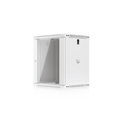 UACC Rack Cabinet 12U (550 x 450 mm) - Gabinete Cerrado para Montaje en Pared con Puerta de Vidrio Templado, Totalmente Ensamblado con Ventiladores Integrados y Paneles Removibles - Kompletum