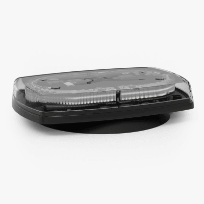 Mini torreta de 48 LED 10" Ámbar/Claro, Lente Transparente, Imán y Encendedor de Vehículo - Kompletum