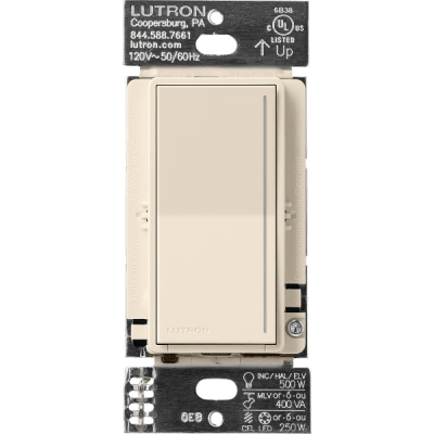 (RadioRa3) Atenuador  táctil SUNNATA Dimmer PRO color Light Almond (LA) para linea Radio Ra3, Requiere cable neutro 250W LED / CFL - Kompletum