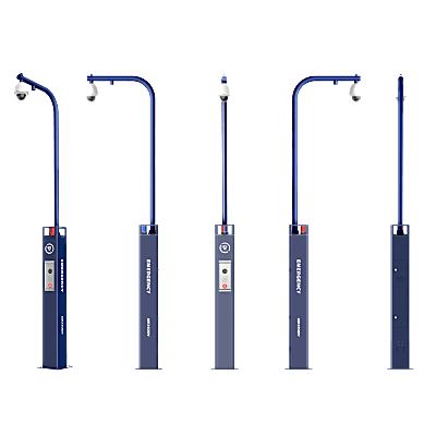 Estación de Alarma de Pánico con Videollamada / Cámara IP 4 Mergapixel / Audio Bidireccional / Altavoz 30 W / Sirena (Azul y Rojo) / RS-485 / Micro SD / Montaje en Suelo / Montaje para PTZ (No Incluye PTZ) - Kompletum