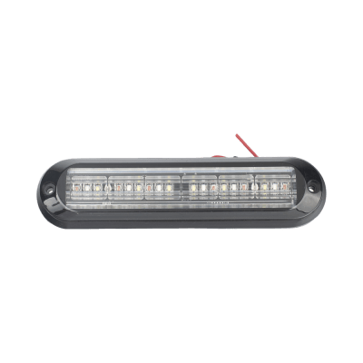 Luz Auxiliar Ultra Brillante  IP67 de 18 LEDs, Color Rojo/Azul/Ambar, con mica transparente y bisel negro - Kompletum