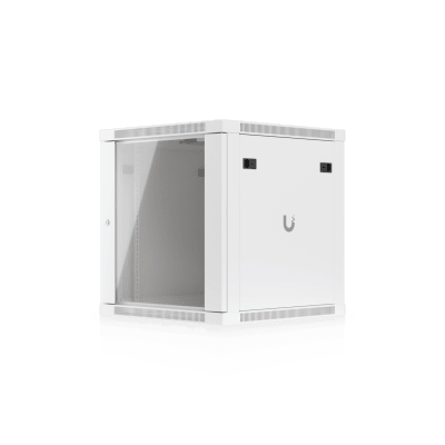 UACC Rack Cabinet 12U (598 x 600 mm) - Gabinete Cerrado para Montaje en Pared con Puerta Frontal de Vidrio Templado, Totalmente Ensamblado con Ventiladores Integrados y Paneles Removibles - Kompletum