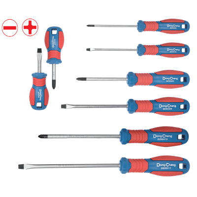 Juego de 8 desarmadores CrV con Mango Bicolor. - Kompletum
