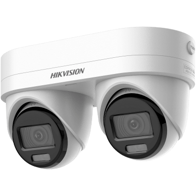 PanoVu Series / Lente Dual de 4 Megapixel / 2 Lentes Fijos de 2.8 mm / Recomendado para Pasillos o Esquinas / IP67 / IK10 / PoE / WDR 120 dB / 10 mts IR / Entrada y Salida de Audio y Alarma / MicroSD - Kompletum