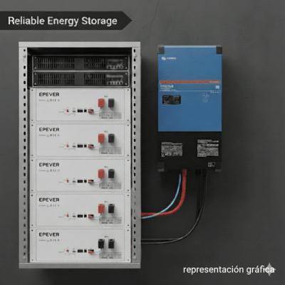 Kit Inversor Cargador  de 4 kW con Salida de 110 Vca y respaldo de 20 kWh en batería de LiFePO4 - Kompletum