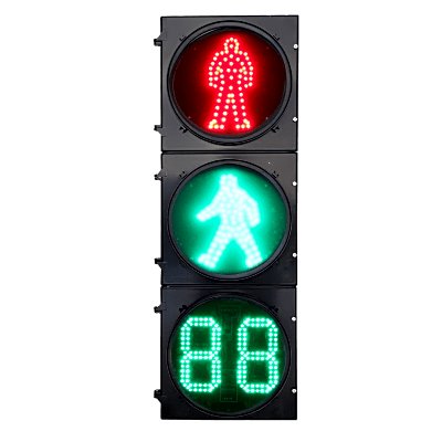 Semáforo Peatonal Estático RX300-3-3910SS-1 / LED de Alta Visibilidad 400 mts / Patrón Peatonal Rojo + Verde Estático + Contador 2 Dígitos / IP53 / Voltaje 176-265 VAC / Material PC+ABS / Temperatura -40°C a 80°C - Kompletum