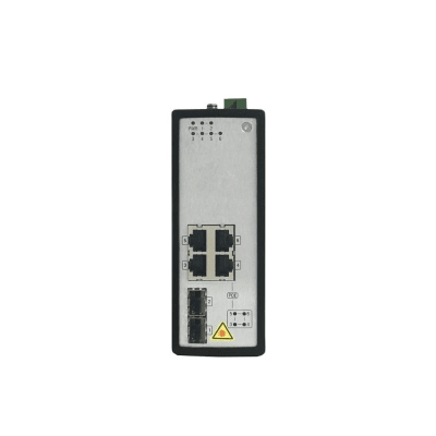 Switch Industrial No Gestionado PoE Gigabit / 4 Puertos RJ45 + 2 Puertos SFP Fibra / 120W PoE Budget / 30W por Puerto / -40°C a 75°C / Metal IP30 / Dual Power Input - Kompletum