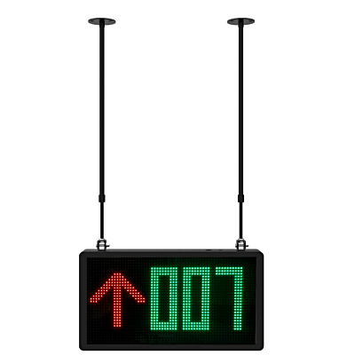 Pantalla LED Guía de Estacionamiento Interior DS-TVL131-3-7P / 3 Números + 1 Icono / 7 Pitch / 7 Colores / 1700 cd/m² / RS485-RJ45 / Flechas y Símbolos Especiales / Modos de Visualización Múltiples - Kompletum