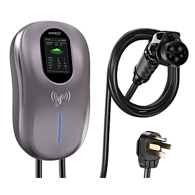 Estación de Carga para Vehículos Eléctricos / 40A 9.6kW / Certificado ETL / Pantalla LCD 4.3 Pulgadas / Voltaje 110-240V / Conectividad WiFi-APP-Bluetooth-RFID / Protección IP65 / Cable TPE 5 Metros - Kompletum