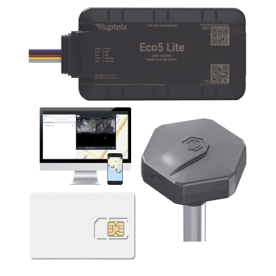 Rastreador Vehicular y Monitoreo de Flota / BLE 5.0 y GNSS / LTE CAT1 y LTE-M con Respaldo 2G / GNSS U-blox / MiKado IP54 / -20 °C a +40 °C / Acelerómetro de 3 Ejes / Suministro 9-32 V / Batería Interna - Kompletum