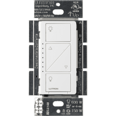 (Caseta Wireless) Atenuador, aumenta/disminuye intensidad de Iluminación, requiere cable neutro. 250W LED /1000 INC/HAL - Kompletum