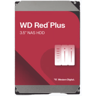 Disco Duro NAS WD Red Plus / Tecnología CMR / Capacidad 4TB / SATA 6 Gb/s / 7200 RPM / NASware 3.0 / 180TB año Workload / 1M Horas MTBF / 3 Años Garantía - Kompletum