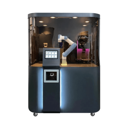 Solución Robótica Dobot para Barra de Café / Capacidad 100-150 Bebidas / Tiempo de Producción 45-90 segundos / Pantalla Táctil 10.1 Pulgadas / Método de Pago por Escaneo / Auto-Limpieza / Operación 24 Horas - Kompletum