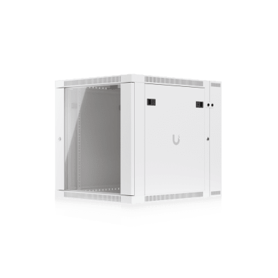 UACC Rack Cabinet 12U (600 x 703 mm) - Gabinete Cerrado para Montaje en Pared con Puerta Frontal de Vidrio Templado, Puerta Trasera Abatible (Swing-Out) y Paneles Laterales Removibles con Llave - Kompletum