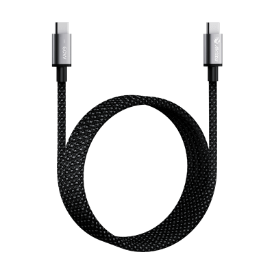 Cable de Carga USB-C a C 1.5 Metros / Tecnología GaN (Nitruro de Galio / Fast-Charging / Potencia 60W / Velocidad Transferencia 480 Mbps / Material Nylon /  Conector Aluminio Anodizado - Kompletum
