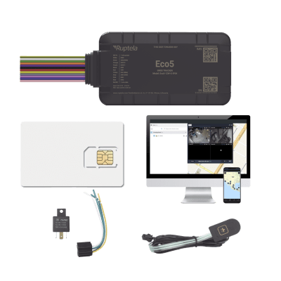KIT Dispositivo de Rastreo Vehicular / Conectividad LTE Cat1 y LTE-M / BLE 5.0 / GNSS U-blox / Carcasa IP54 / Batería Interna de Respaldo / Detecta Interferencias / Incluye SIM500MB2Y, EPCOMGPSCODE, Relay y boton SOS - Kompletum