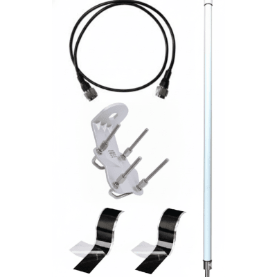 Antena LoRa Exterior Omnidireccional / 5dBi / Frecuencia 860-930 MHz / IP67 / Resistencia al Viento 200 km/h / Kit de Montaje en Poste / Cable Coaxial 1 metro - Kompletum
