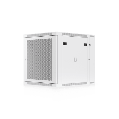UACC Rack Cabinet 12U (600 x 703 mm) - Gabinete Cerrado para Montaje en Pared con Puerta Frontal Perforada, Puerta Trasera Abatible (Swing-Out) y Paneles Laterales Removibles con Llave - Kompletum